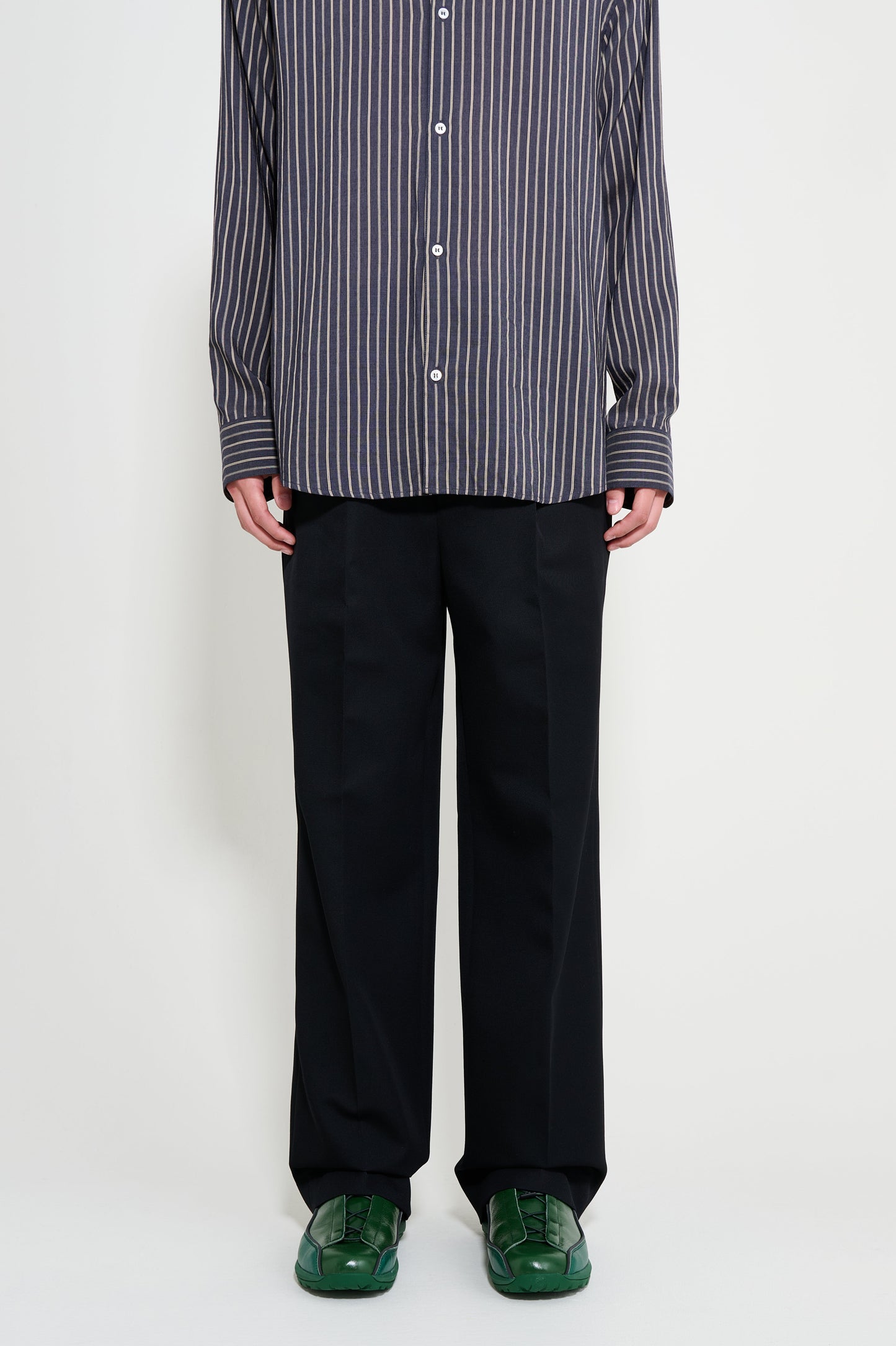 ssstein Wool Kersey Straight Trousers Black