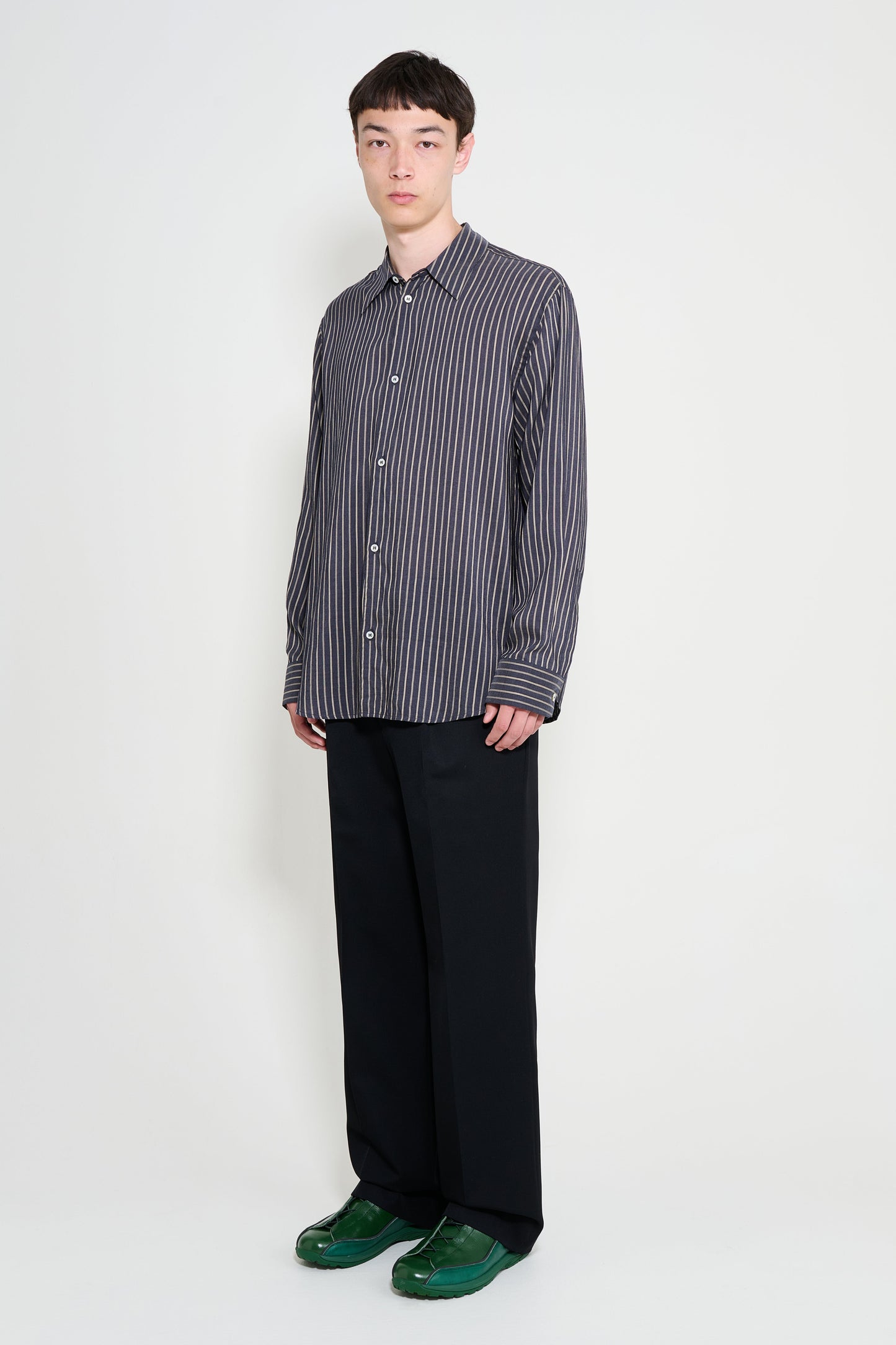 ssstein Wool Kersey Straight Trousers Black