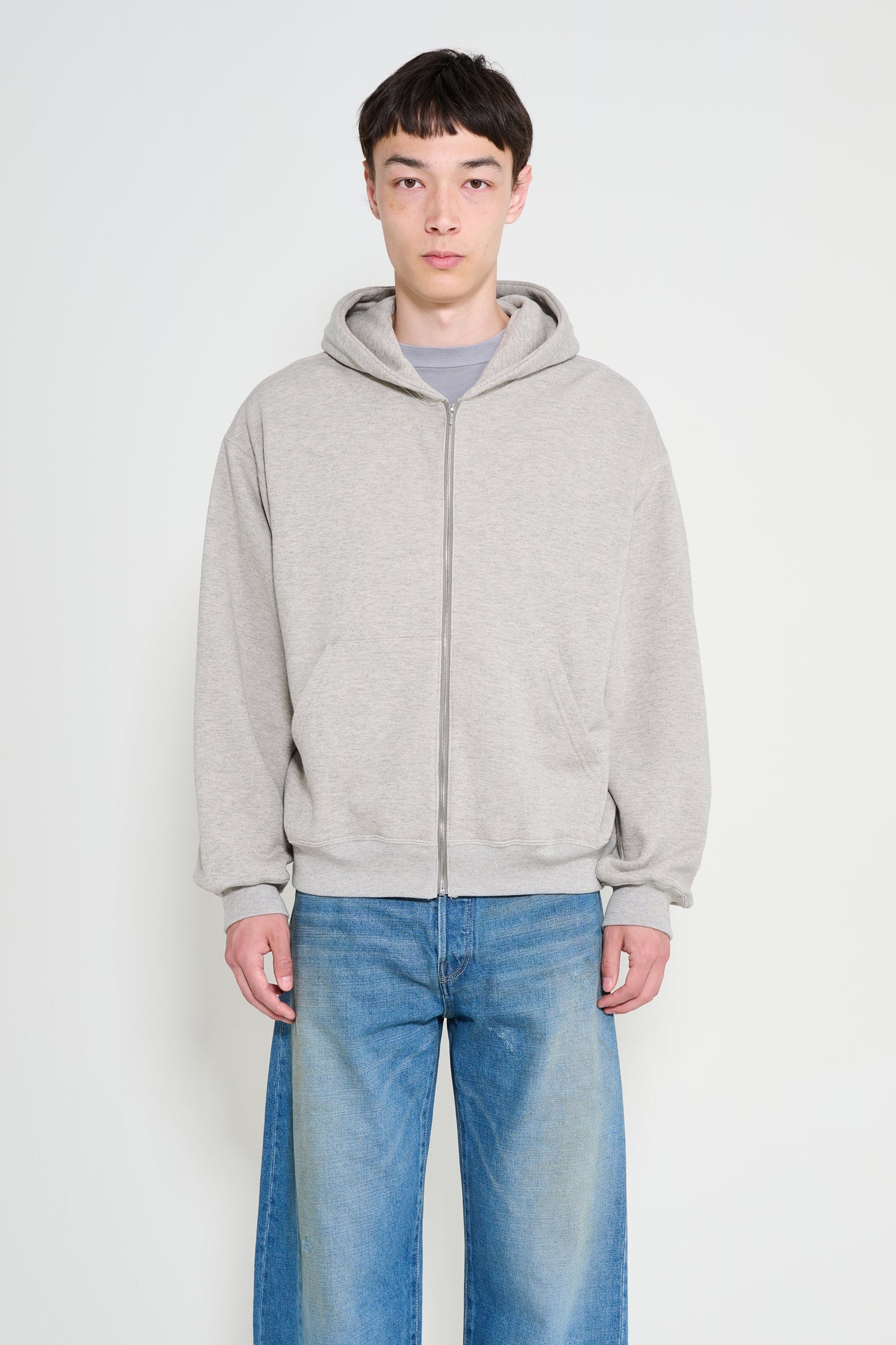 ssstein Cotton Cashmere Sweat Zip Hoody Grey