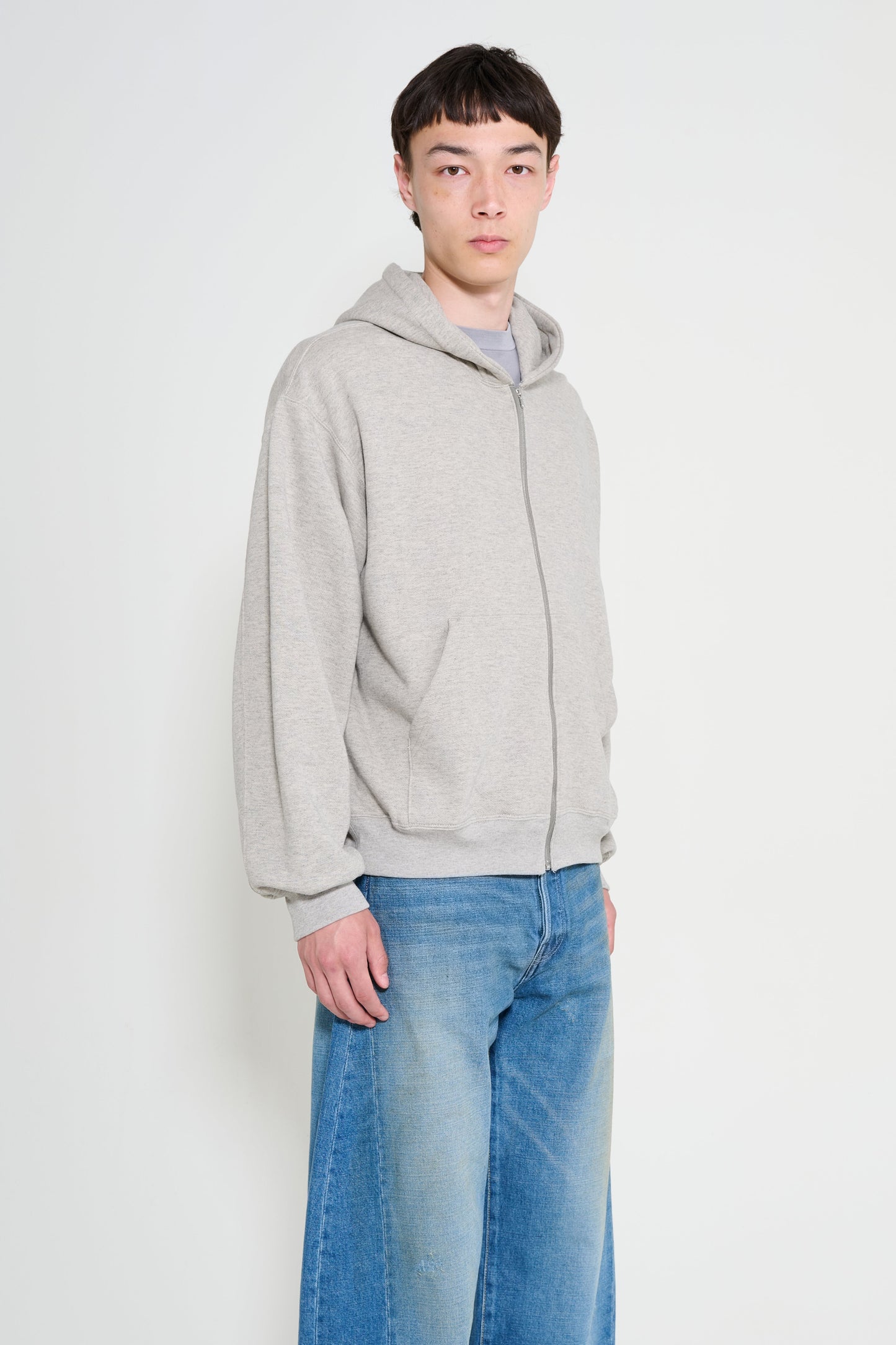 ssstein Cotton Cashmere Sweat Zip Hoody Grey