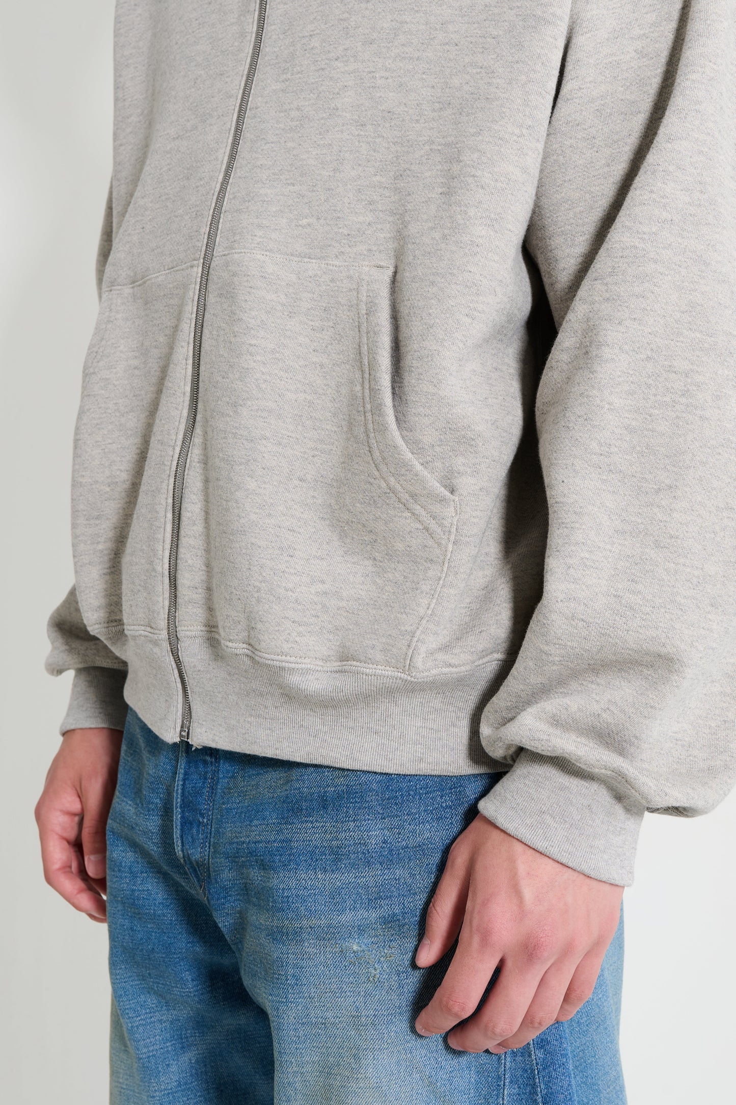 ssstein Cotton Cashmere Sweat Zip Hoody Grey