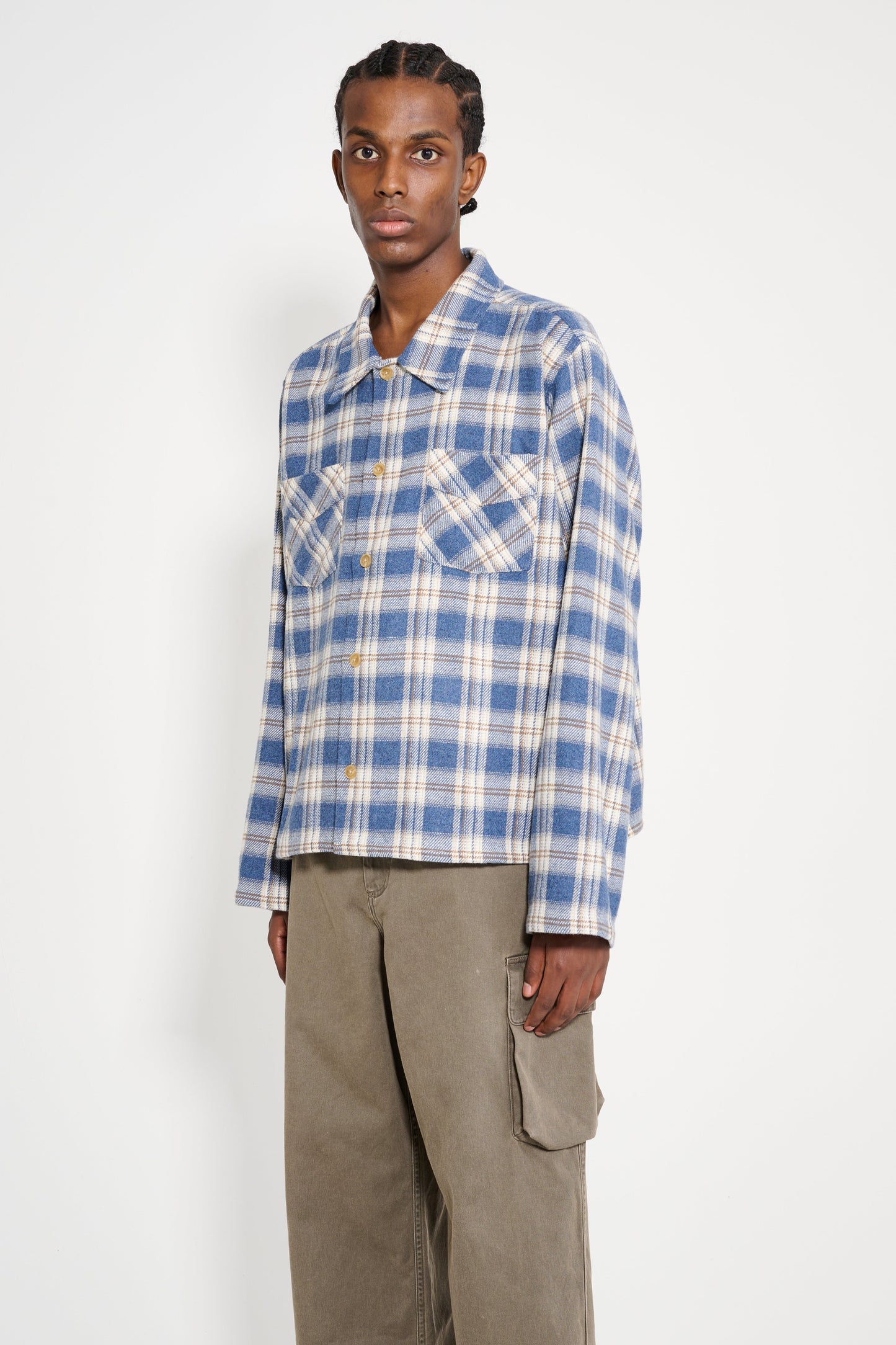 Stockholm Surfboard Club Flannel Overshirt Blue Check