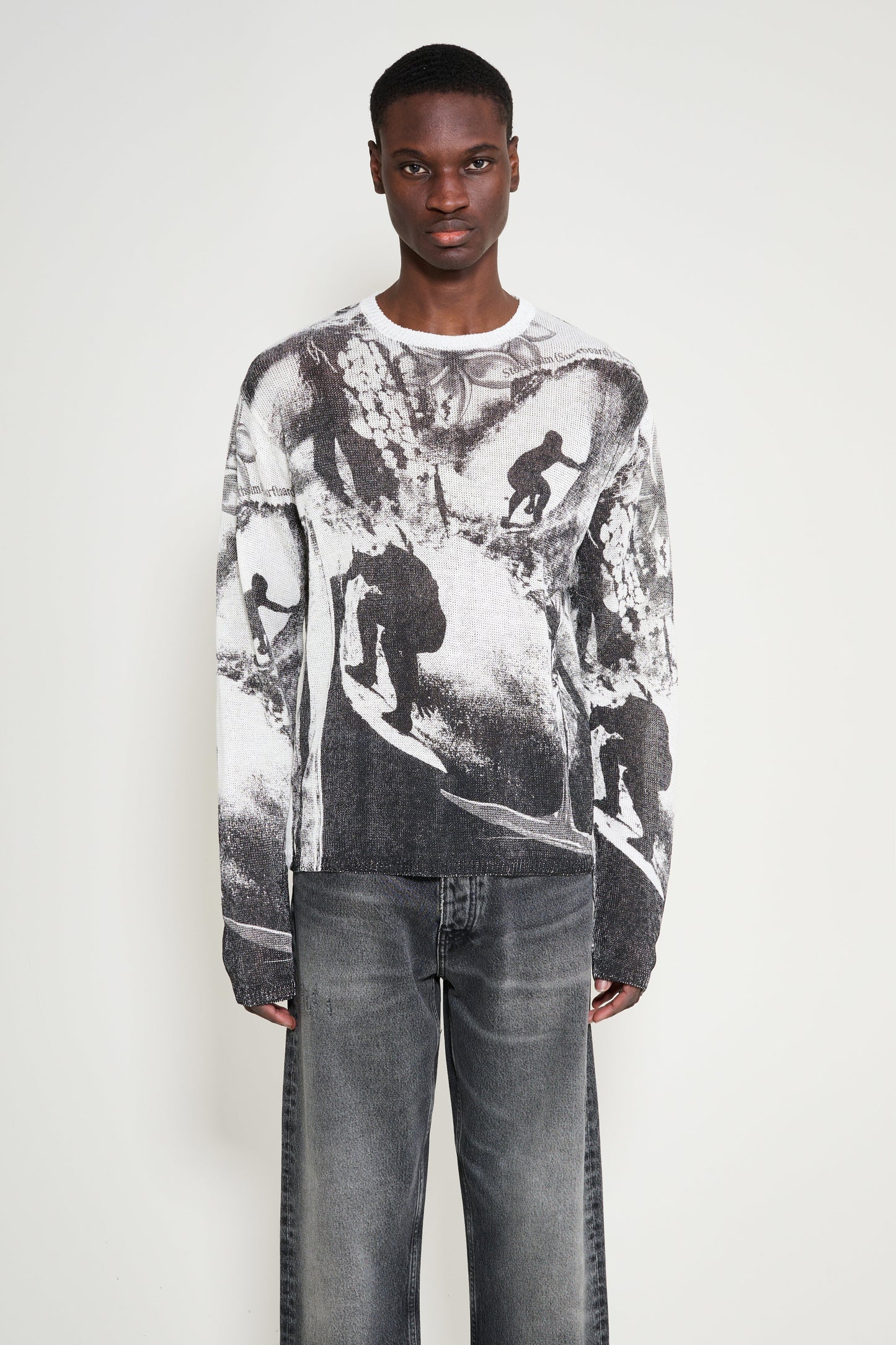 Stockholm Surfboard Club Printed Knitted Sweater Collage Print