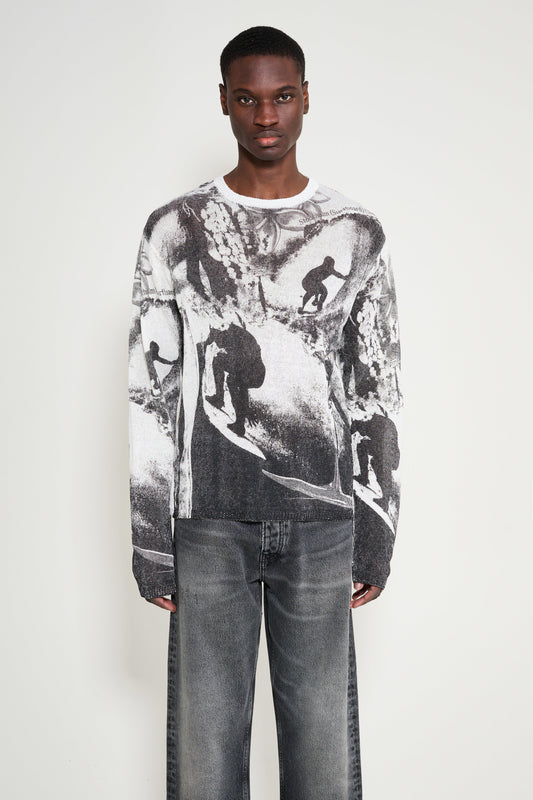 Stockholm Surfboard Club Printed Knitted Sweater Collage Print