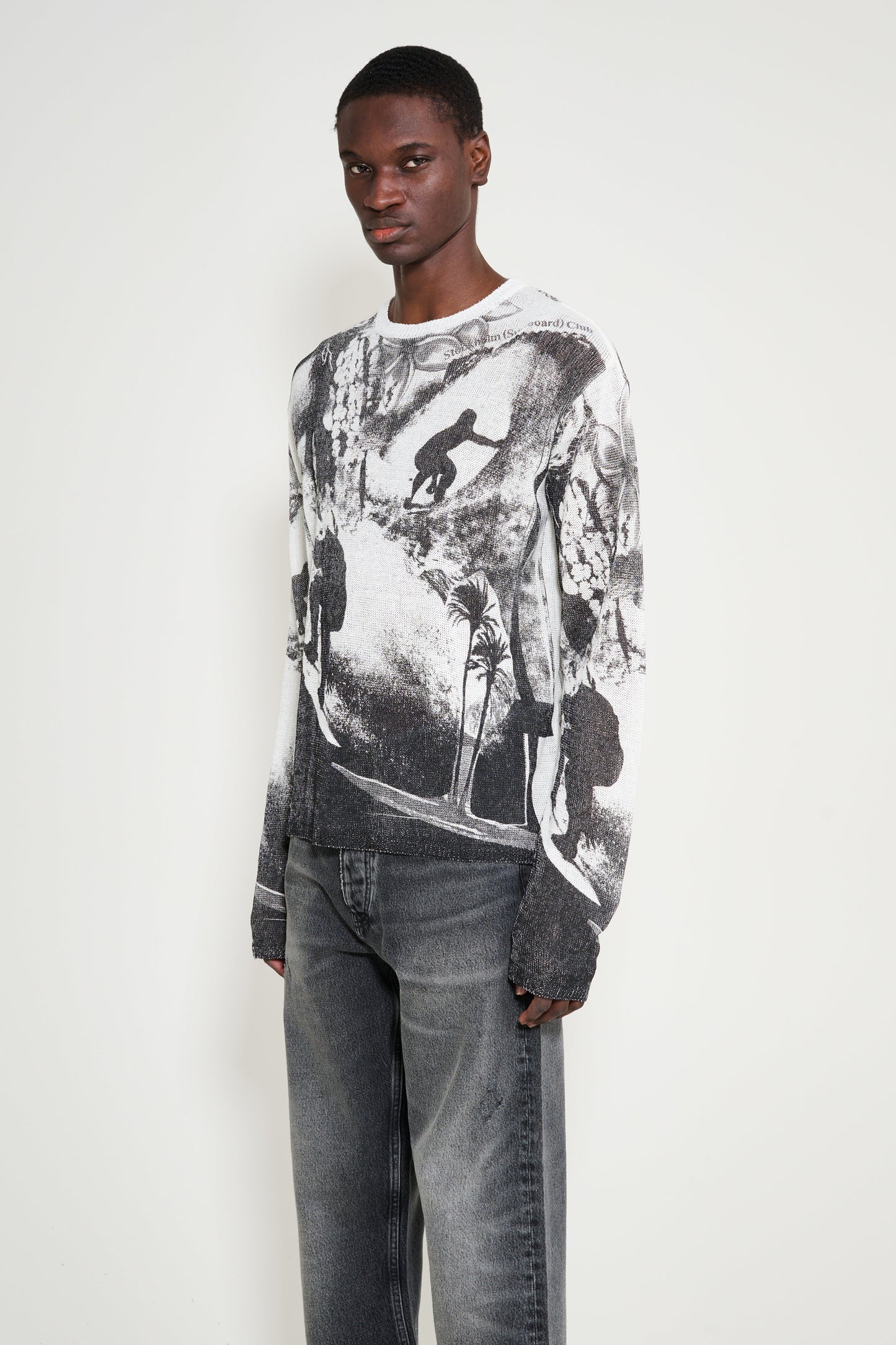 Stockholm Surfboard Club Printed Knitted Sweater Collage Print