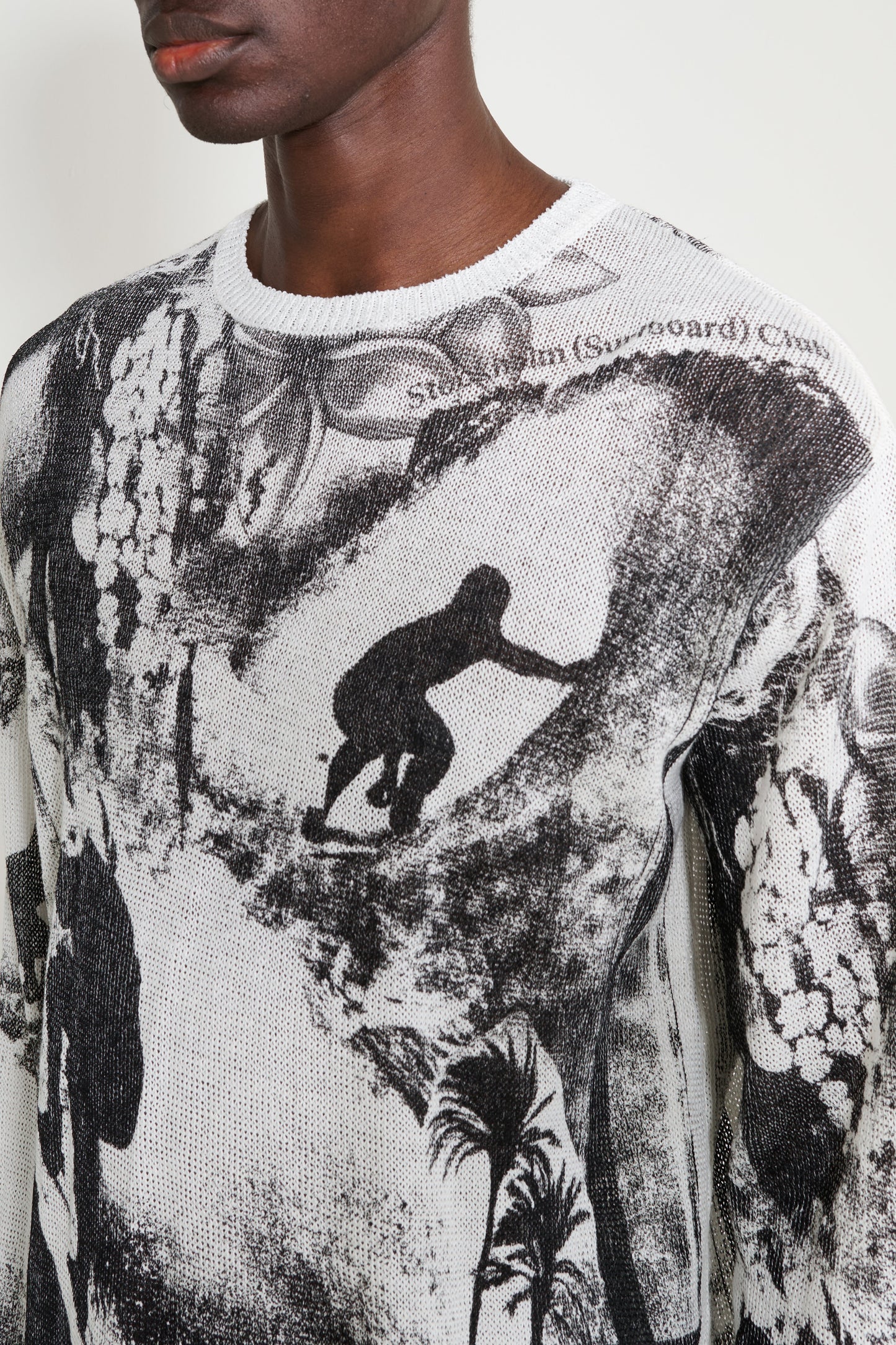 Stockholm Surfboard Club Printed Knitted Sweater Collage Print