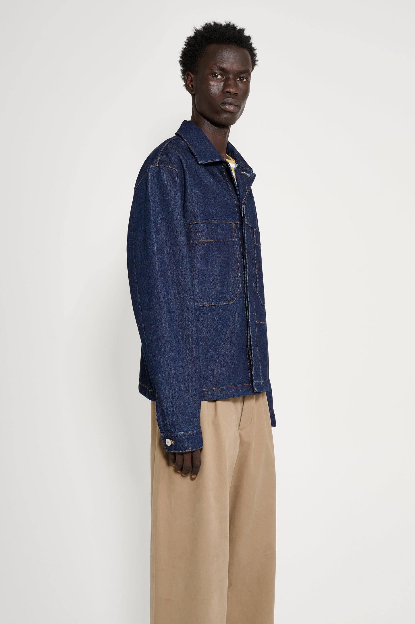 Stone Island Denim Research Buttoned Chore Jacket Indigo