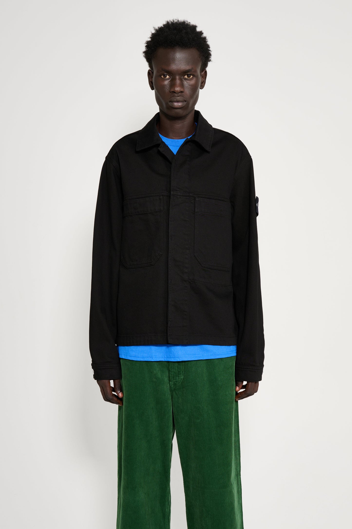 Stone Island Denim Research Buttoned Chore Jacket Bull Denim-TC Black