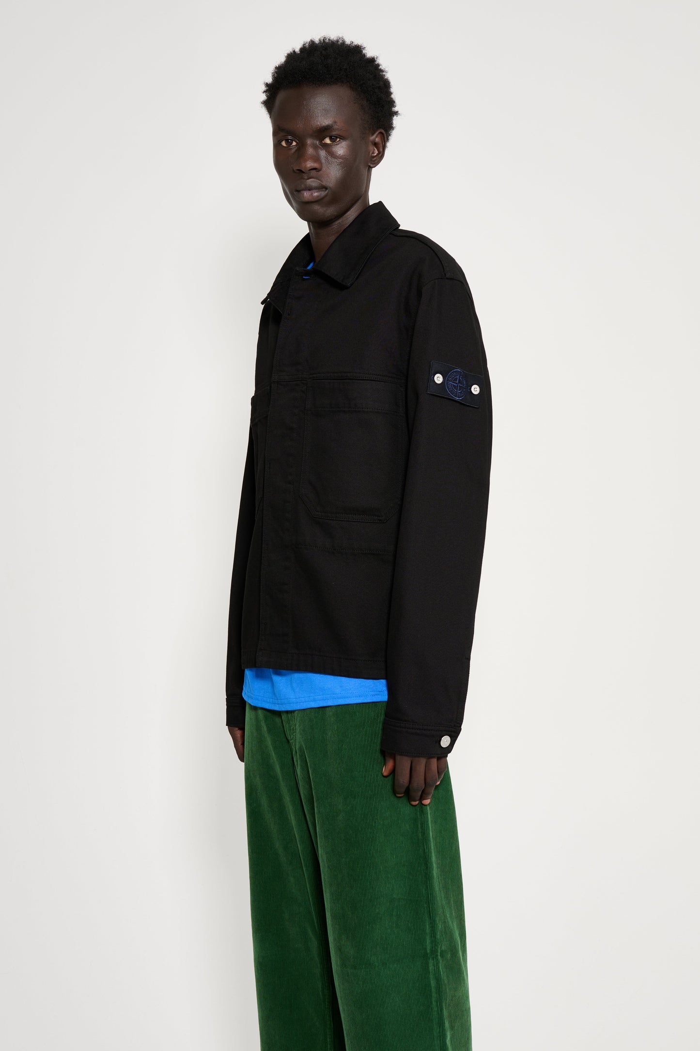 Stone Island Denim Research Buttoned Chore Jacket Bull Denim-TC Black