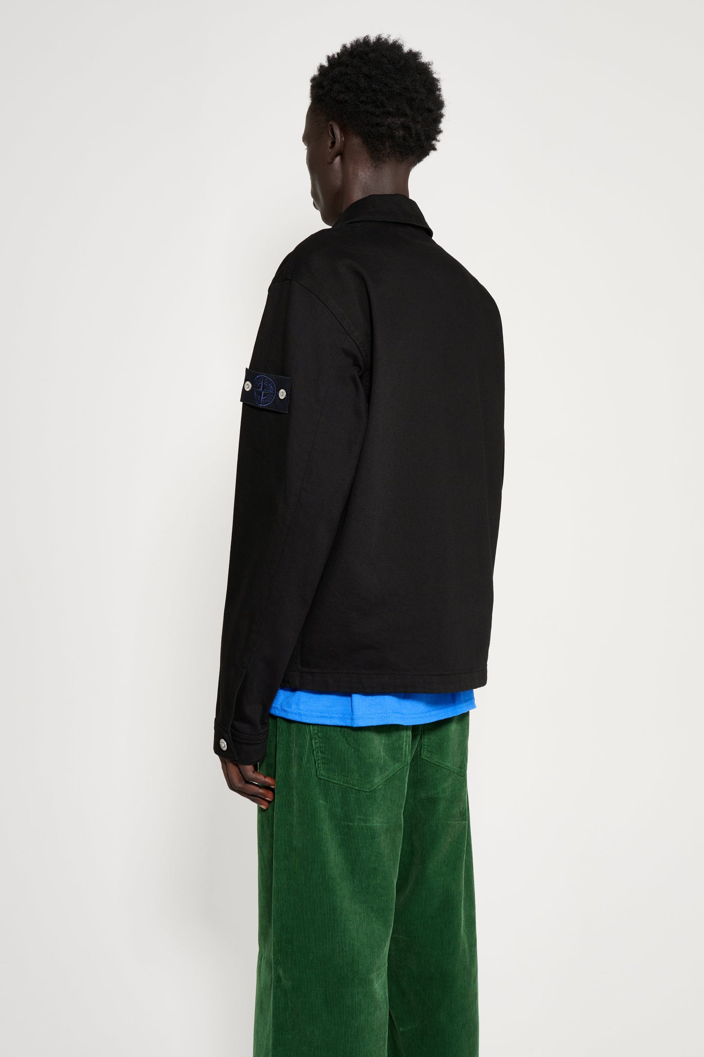 Stone Island Denim Research Buttoned Chore Jacket Bull Denim-TC Black