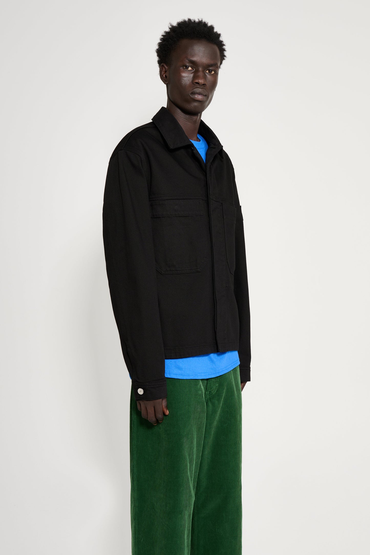 Stone Island Denim Research Buttoned Chore Jacket Bull Denim-TC Black