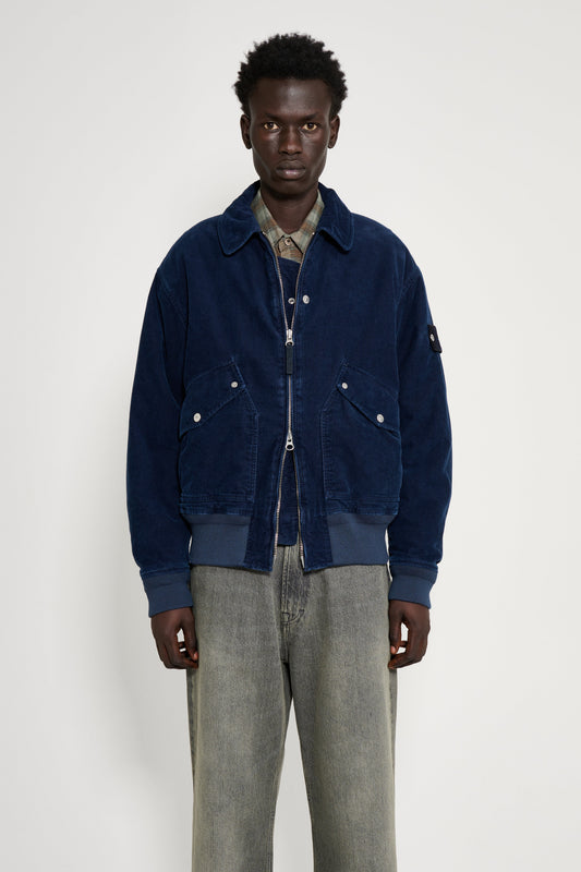 Stone Island Denim Research Corduroy Bomber Jacket Indigo