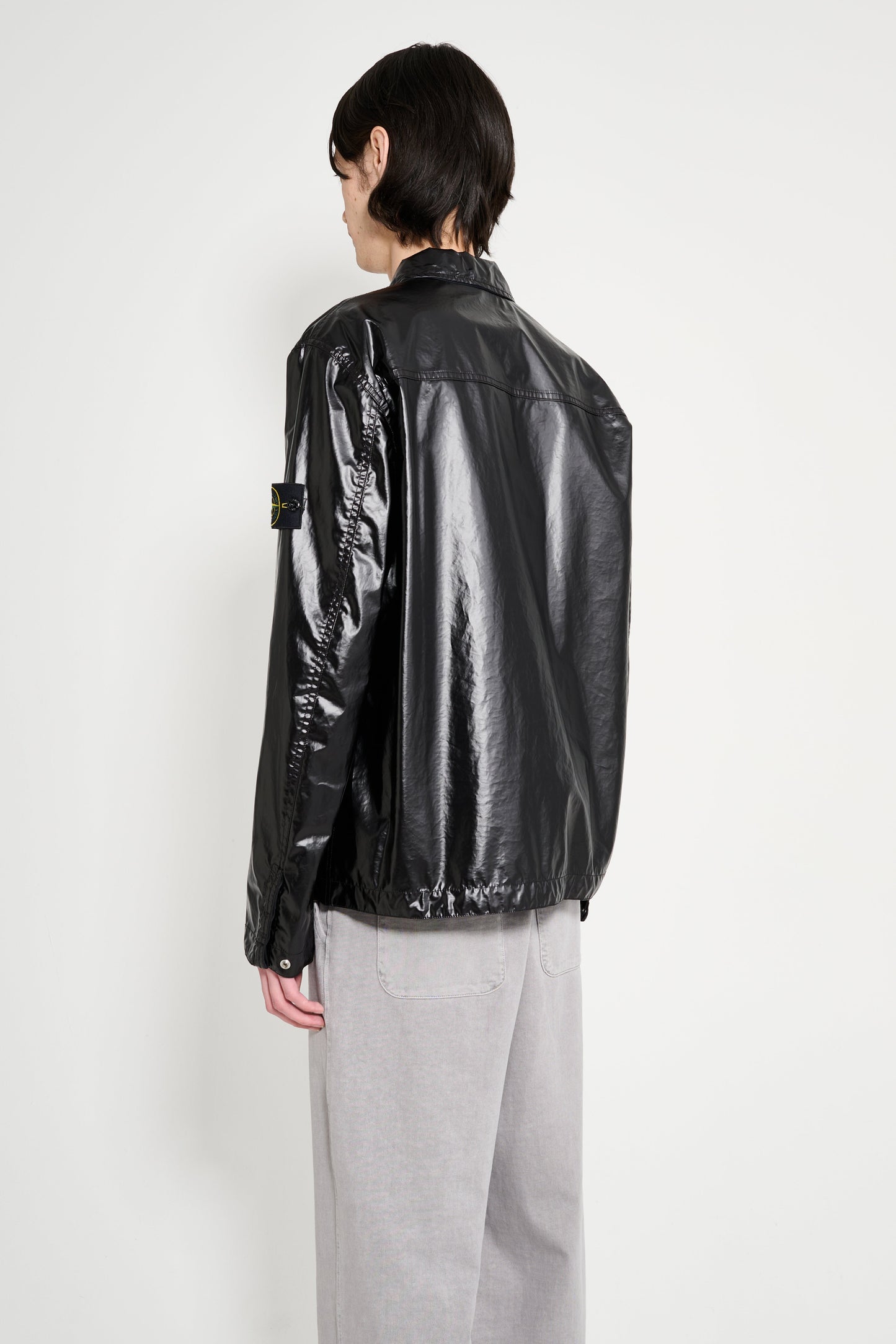 Stone Island Mussola Gommata-TC Nylon Shirt Jacket Black