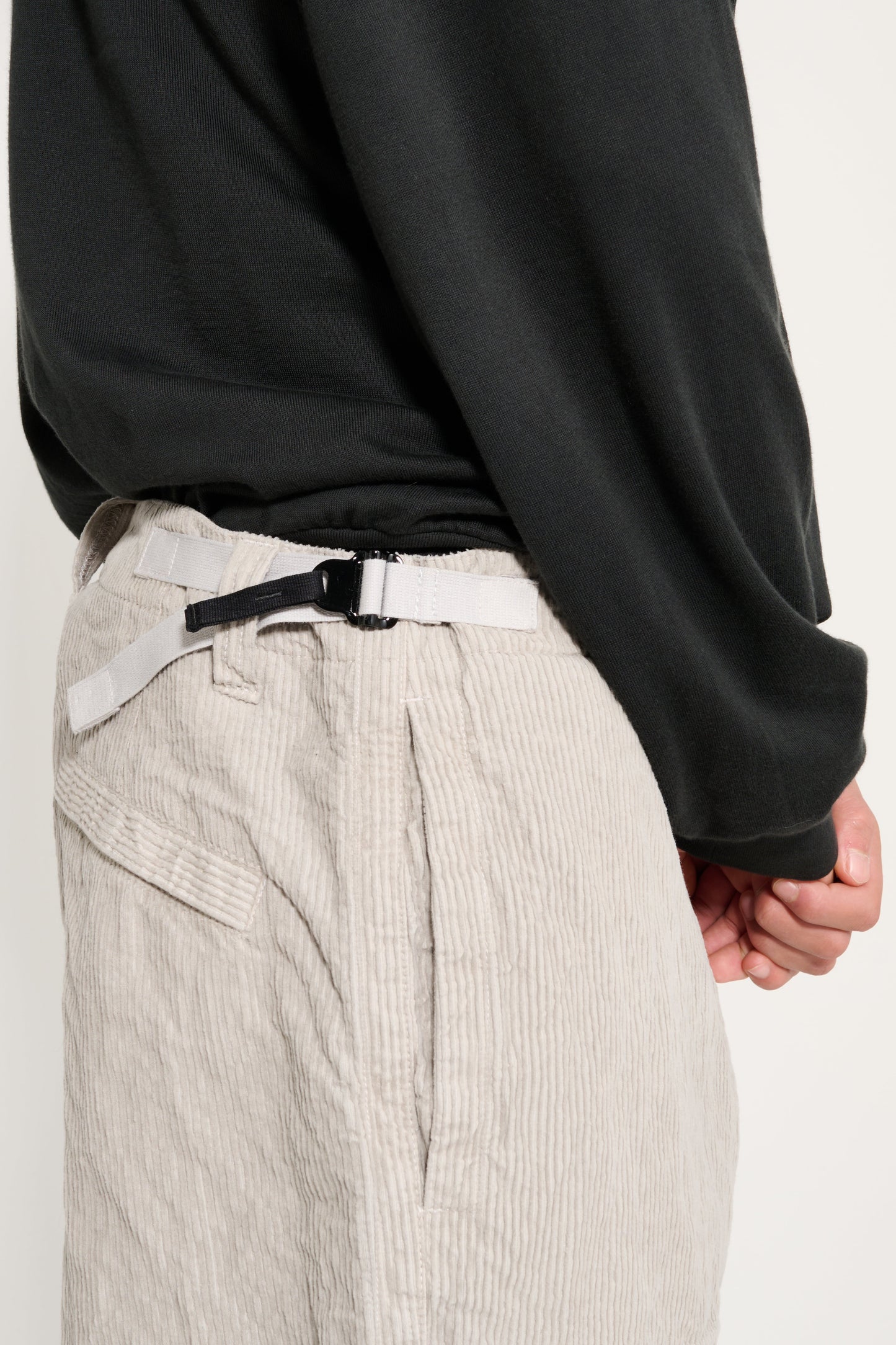 Stone Island Wrinkled Corduroy 500-TC Cargo Trousers Pearl Grey