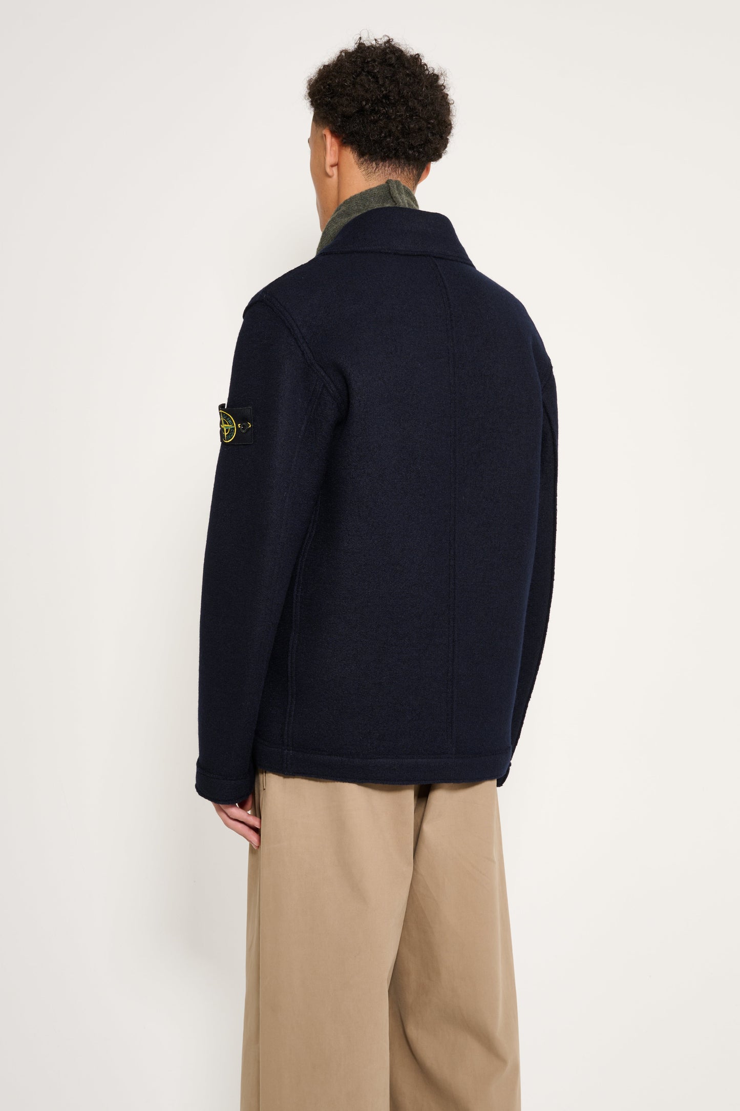 Stone Island Double Breasted Pea Coat Navy Blue