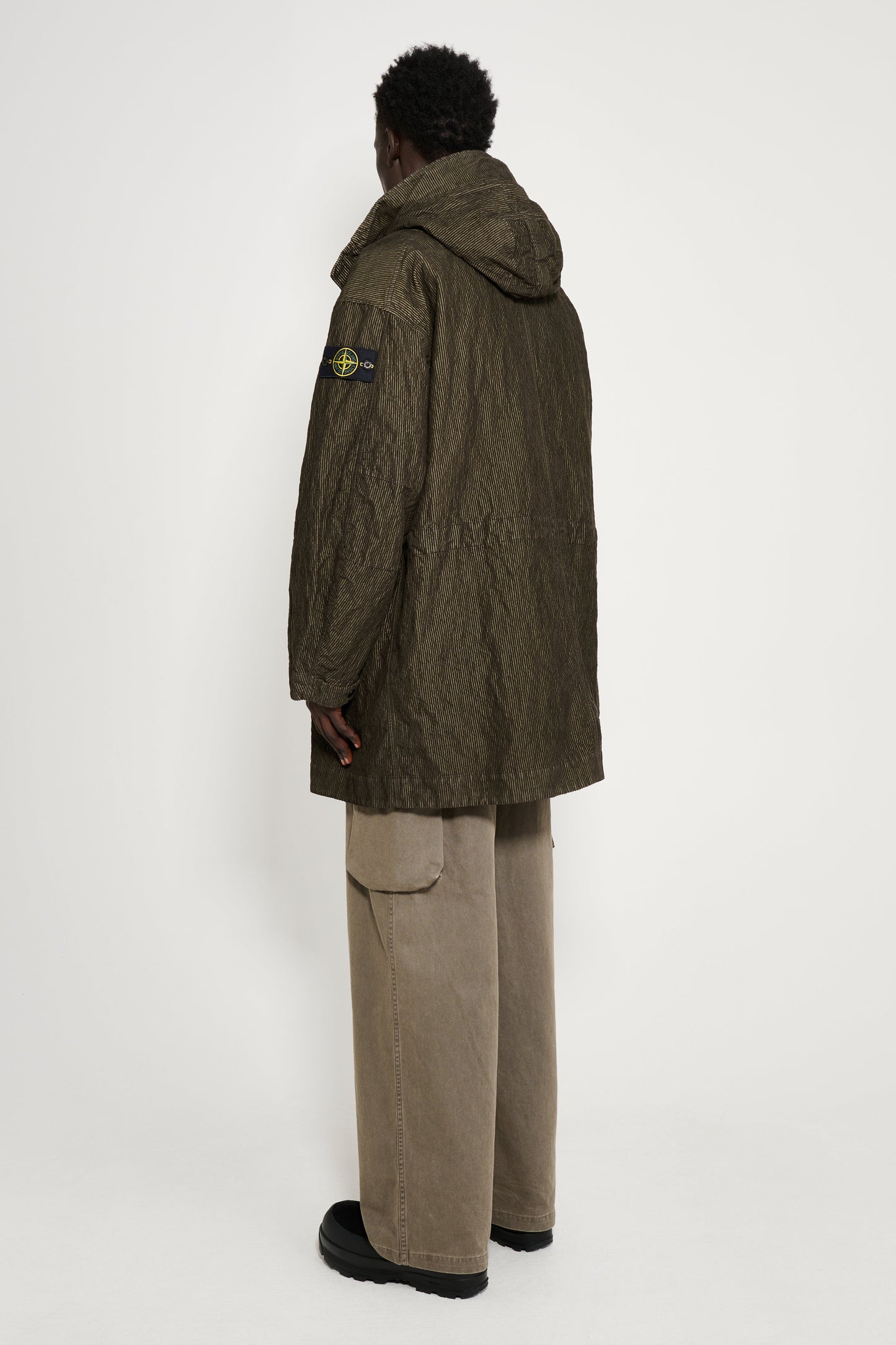 Stone Island Wrinkled Corduroy 500-TC Parka Military Green