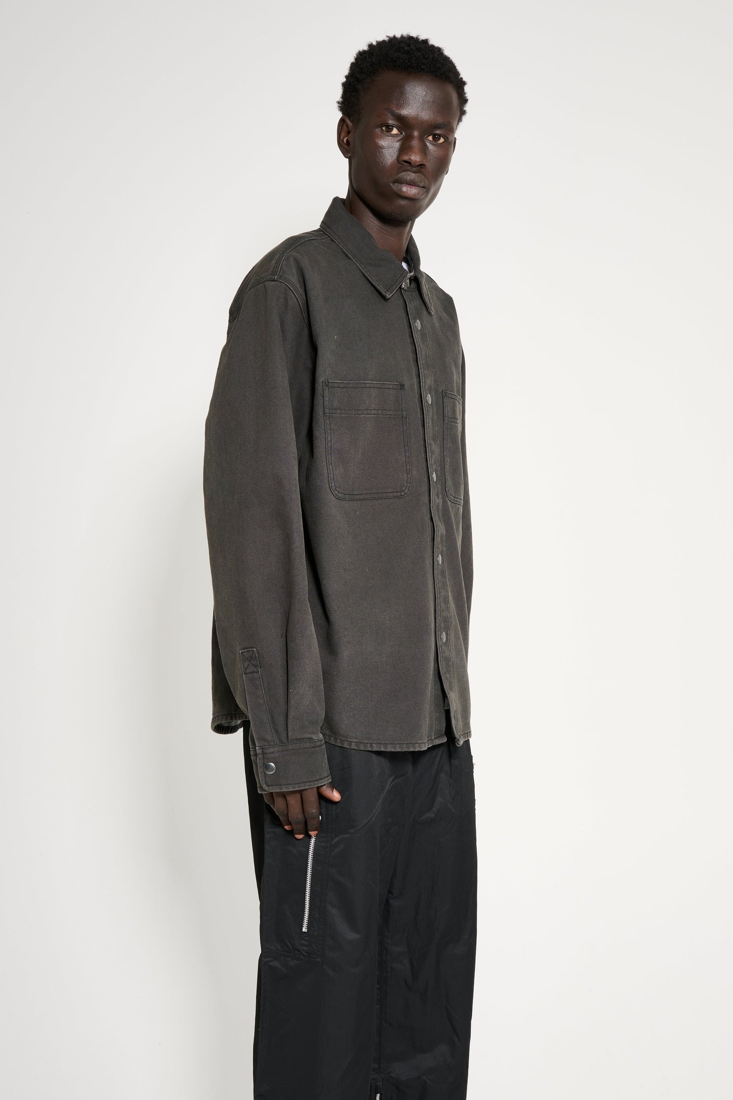 Stüssy Heavy Washed Canvas Shirt Black