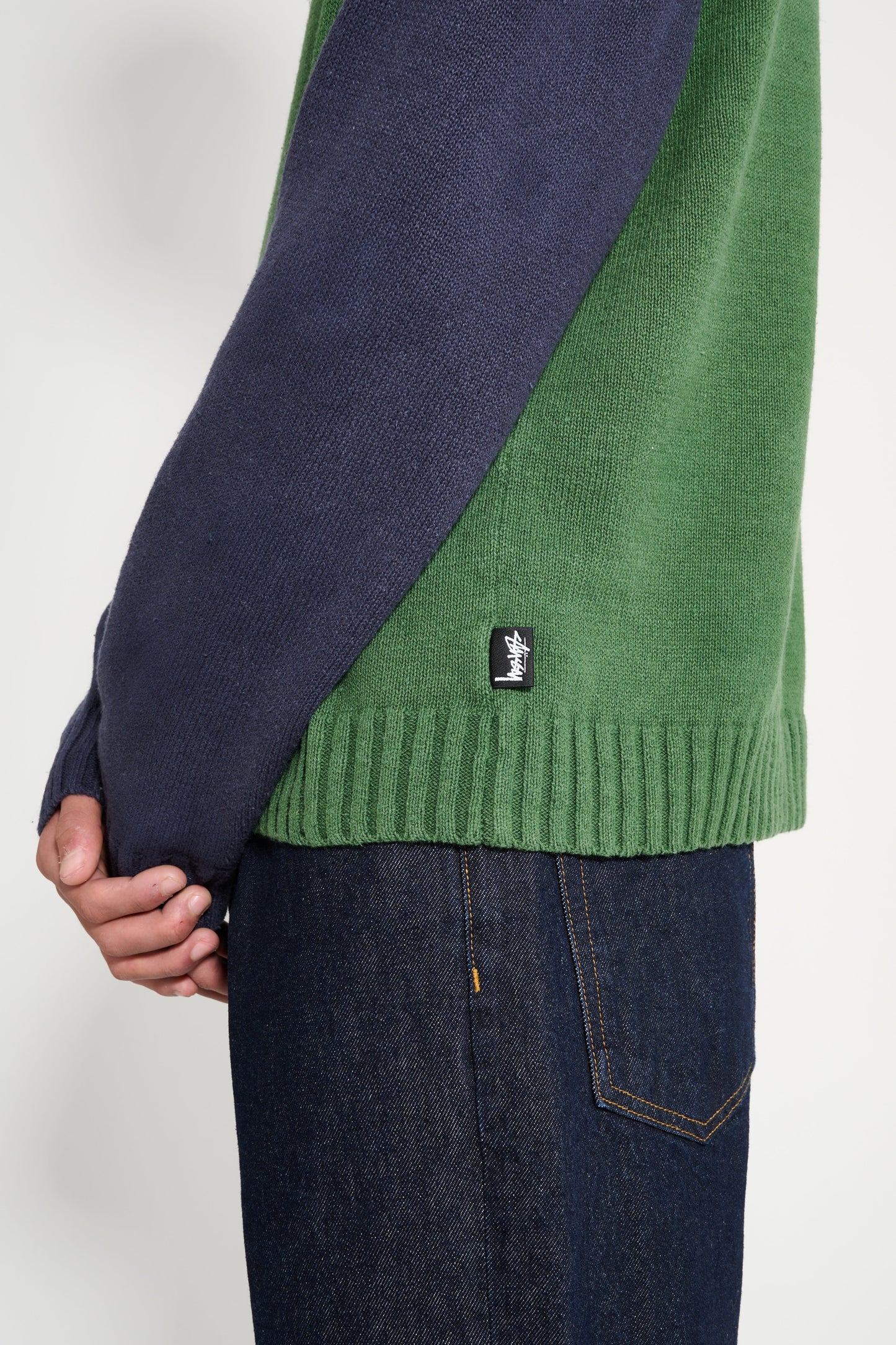 Stüssy Color Blocked Raglan Crew Green