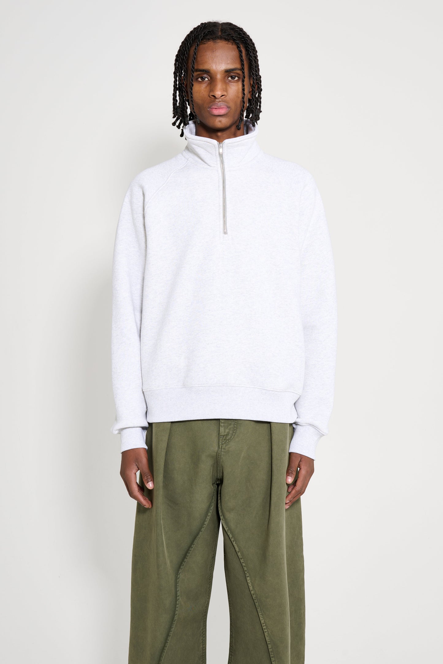 Stüssy Fleece Raglan Zip Mock Ash Heather
