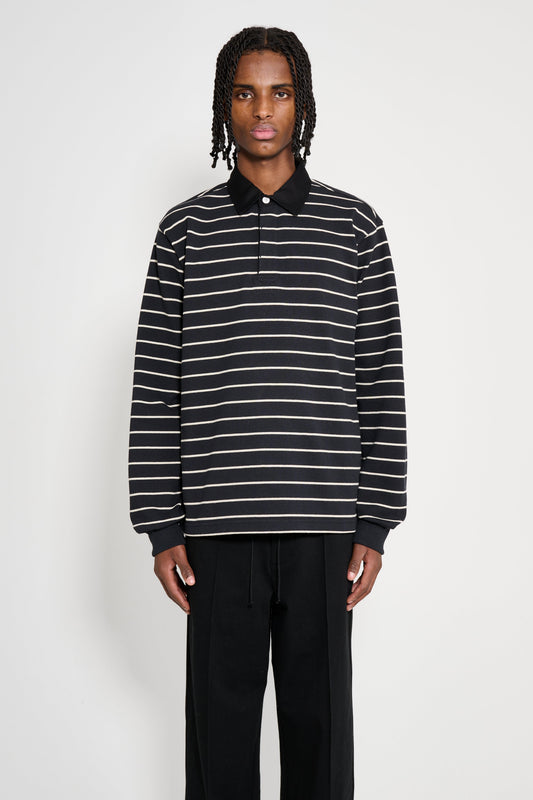 Stüssy Pin Striped Rugby Black