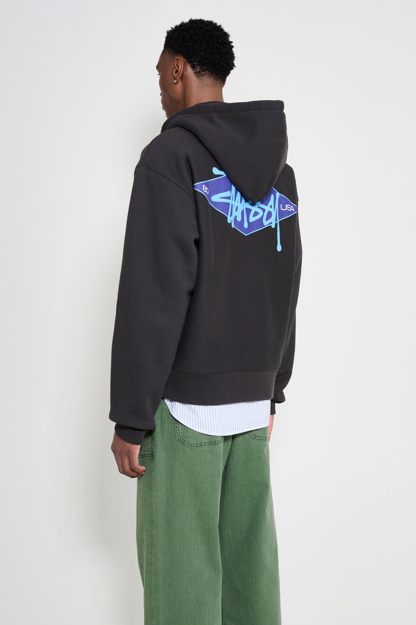 Stüssy Basic Diamond Zip Hood Black