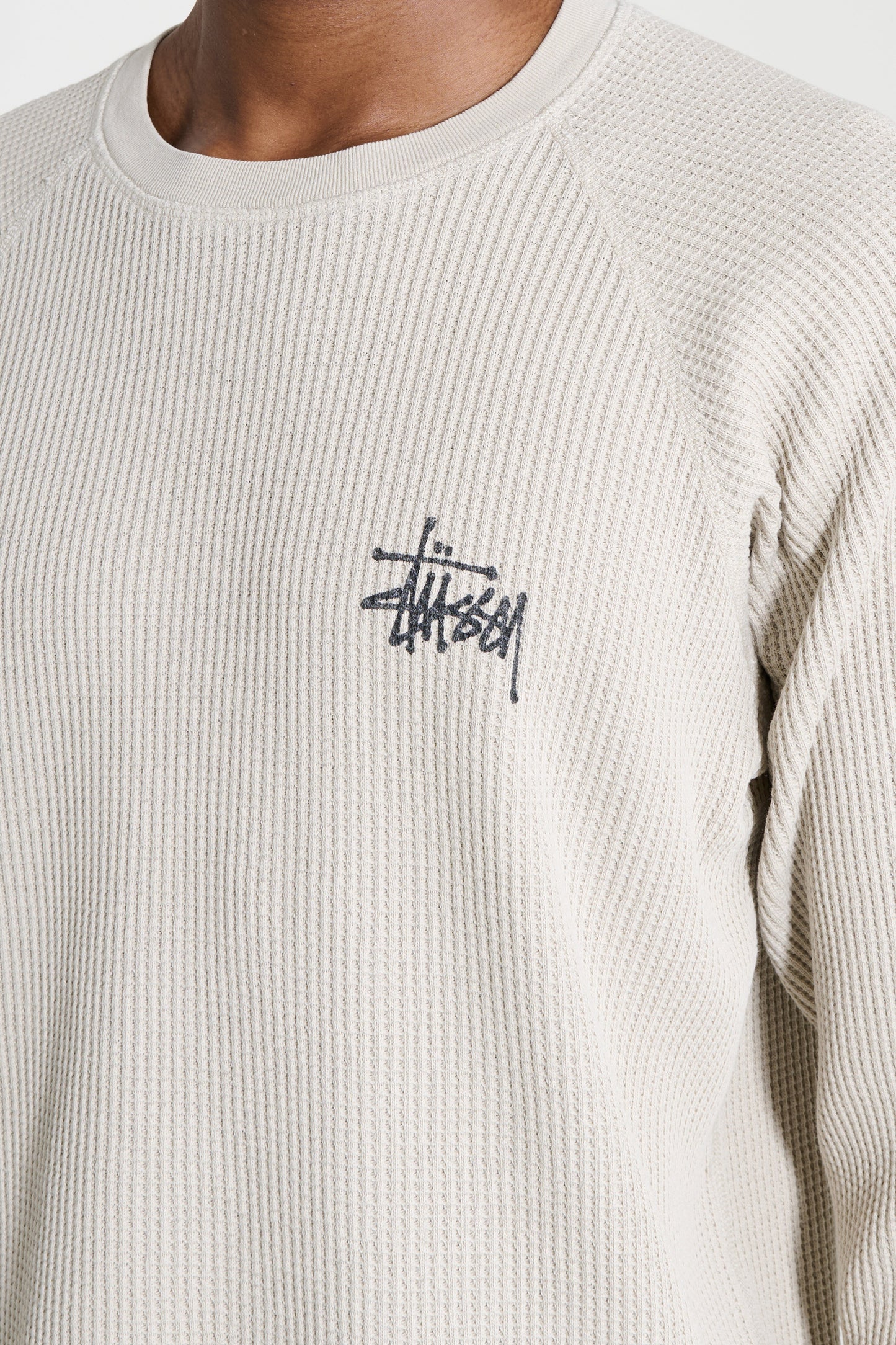 Stüssy Raglan Thermal Basic Stock LS Tee Bone