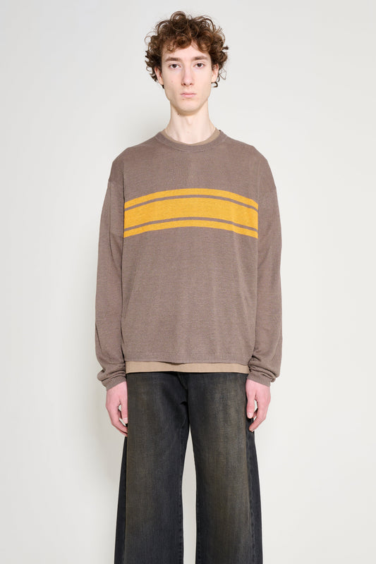 Stüssy Striped Long Sleeve Sweater Brown