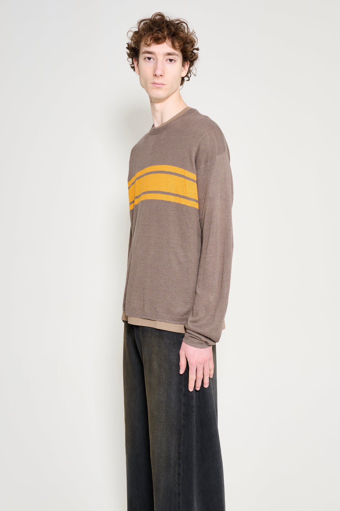 Stüssy Striped Long Sleeve Sweater Brown