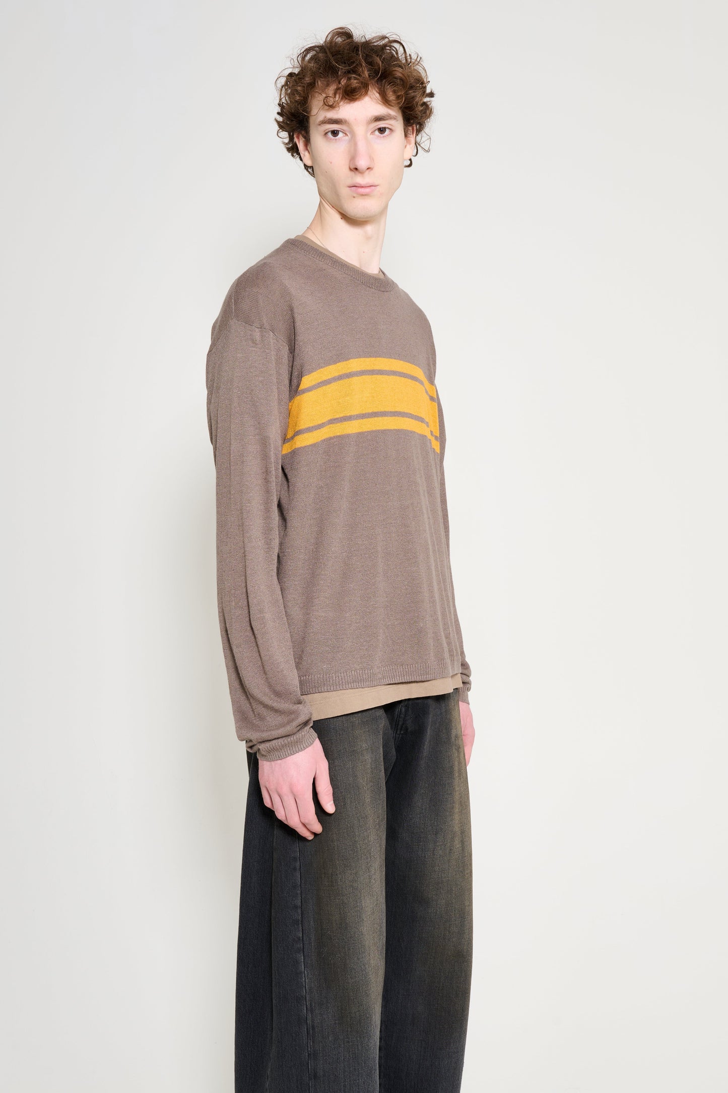 Stüssy Striped Long Sleeve Sweater Brown
