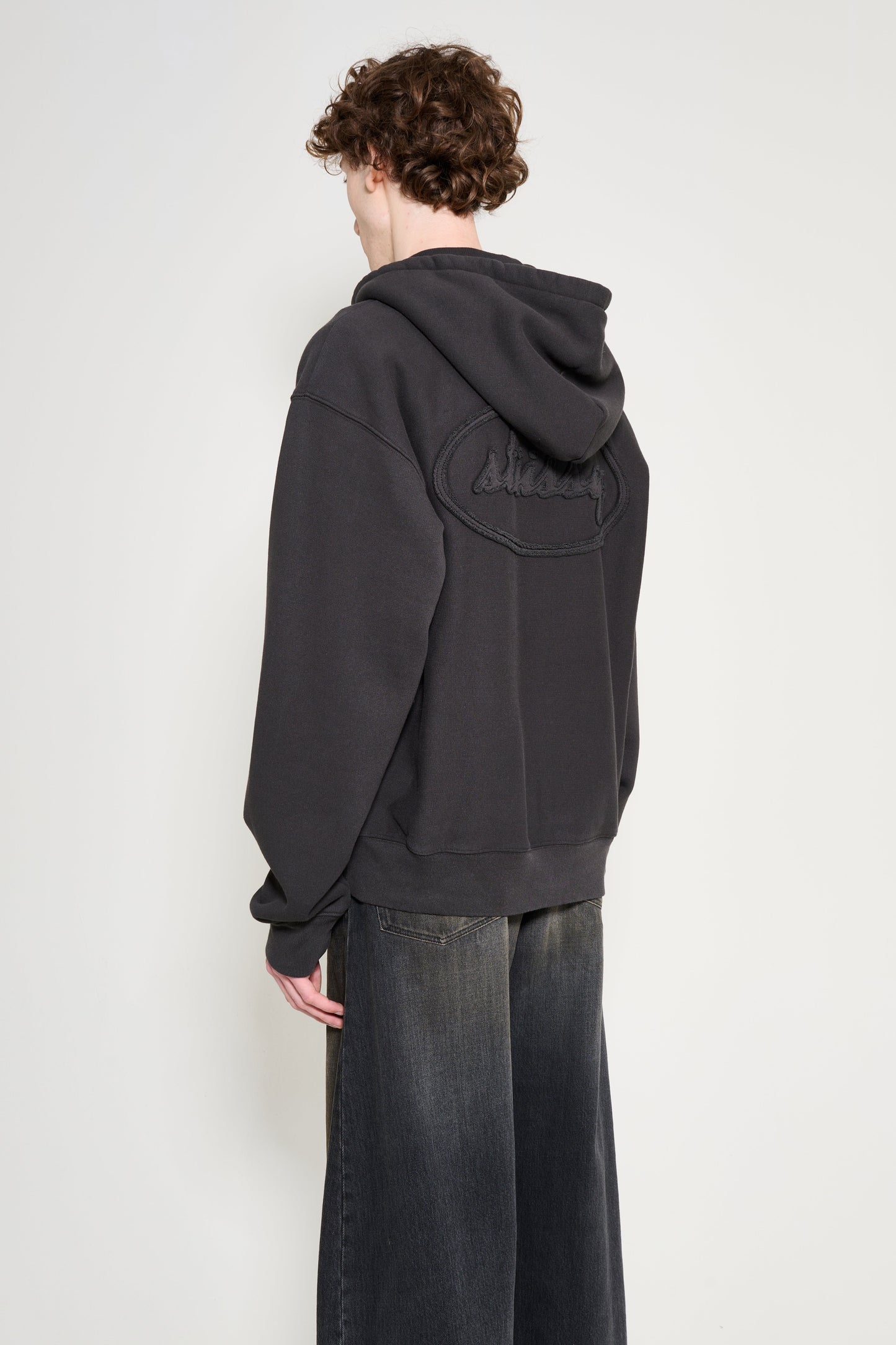 Stüssy Cursive Applique Zip Hood Black