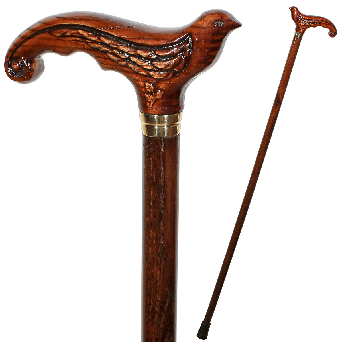 Swallow Under the Tree: Artisan Intricate Hand-Carved Cane