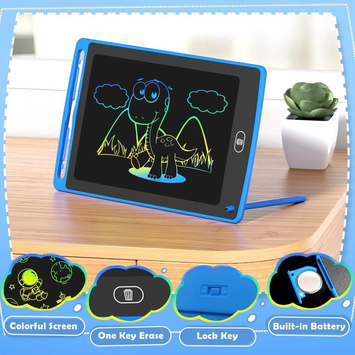 8.5 Inch LCD Writing Tablet for Kids - Colorful Doodle Board with Stylus and Lock Key