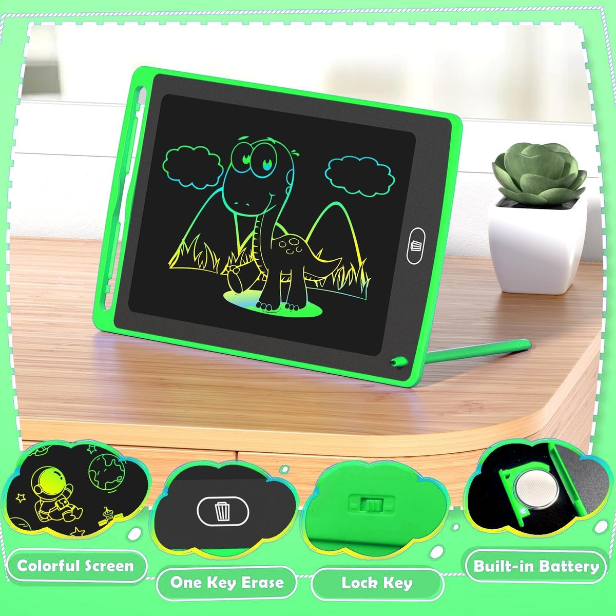 8.5 Inch LCD Writing Tablet for Kids - Colorful Doodle Board with Stylus and Lock Key