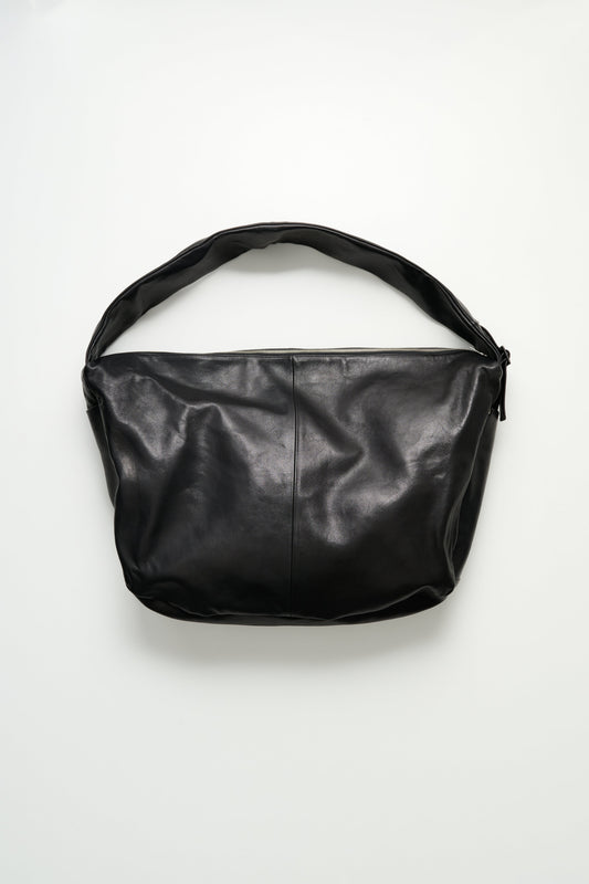 ssstein Shirring Handle Leather Shoulder Bag Black