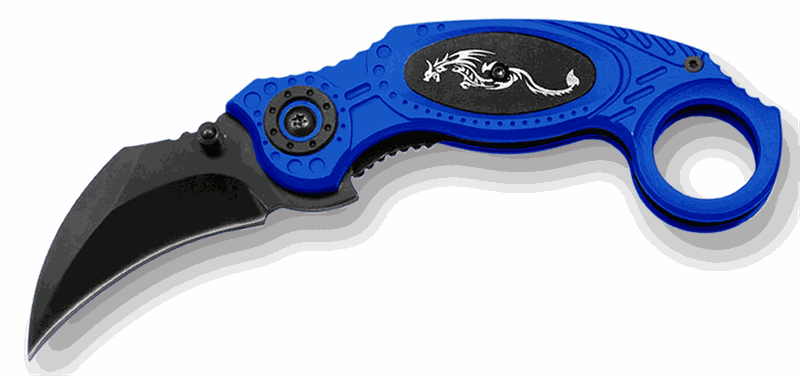 Blue Handle Dragon Karambit Assisted Opening Pocket Knife