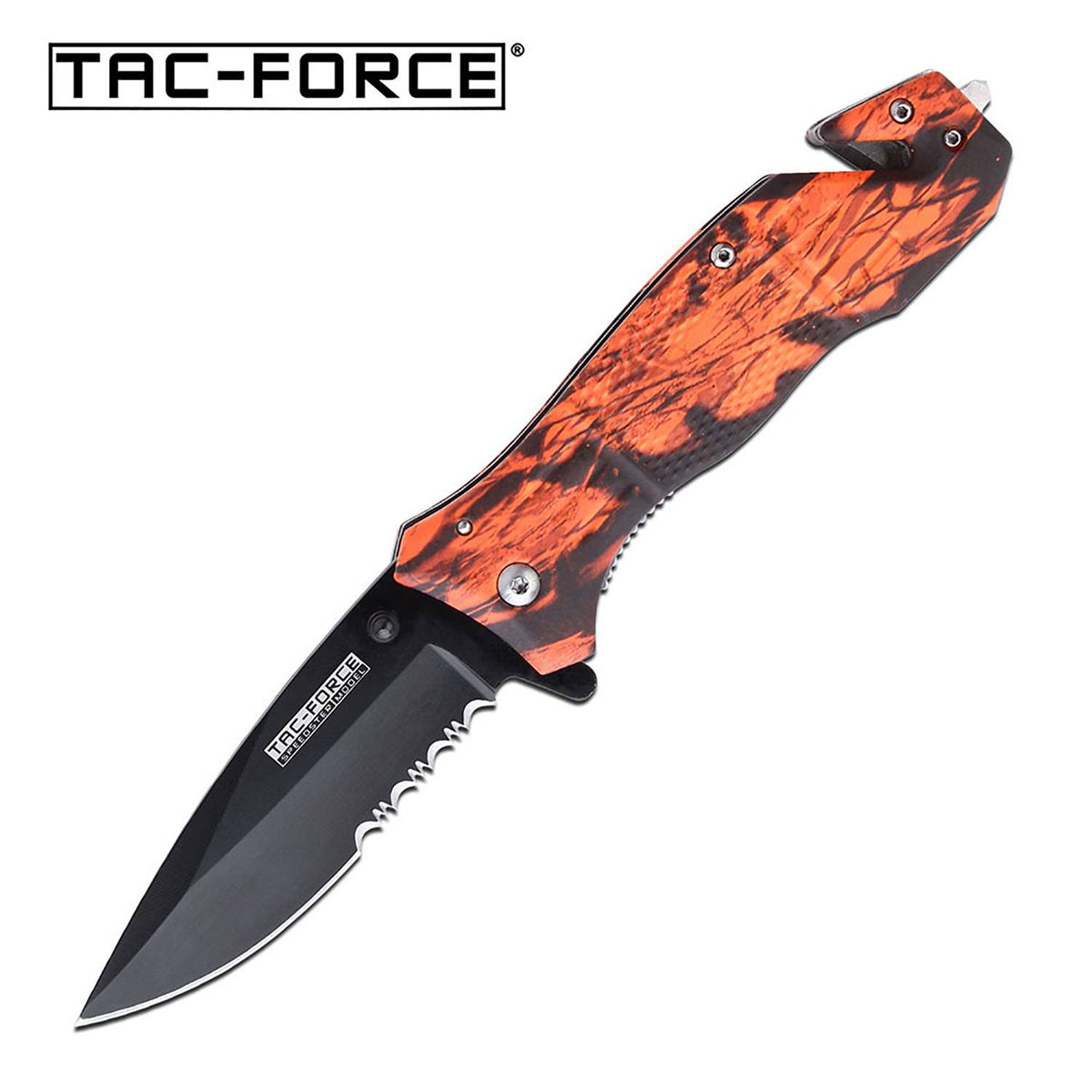 Assisted Opening CAMO Belt Cutter Glass Breaker Rescue Knife - TOPHATTER'S ARMORY DEALS