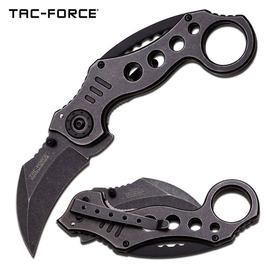 Tac Force 5 Inches Closed Spring Assisted Folder With Stone Wash Stainless Steel Handle