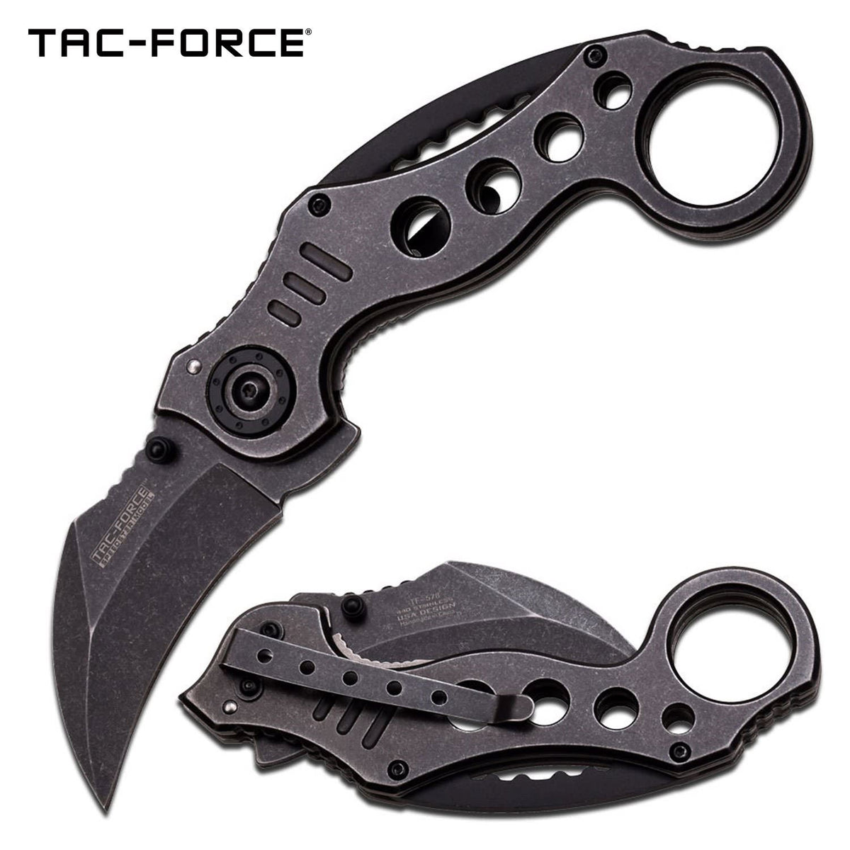 Tac Force 5 Inches Closed Spring Assisted Folder With Stone Wash Stainless Steel Handle - TOPHATTER'S ARMORY DEALS