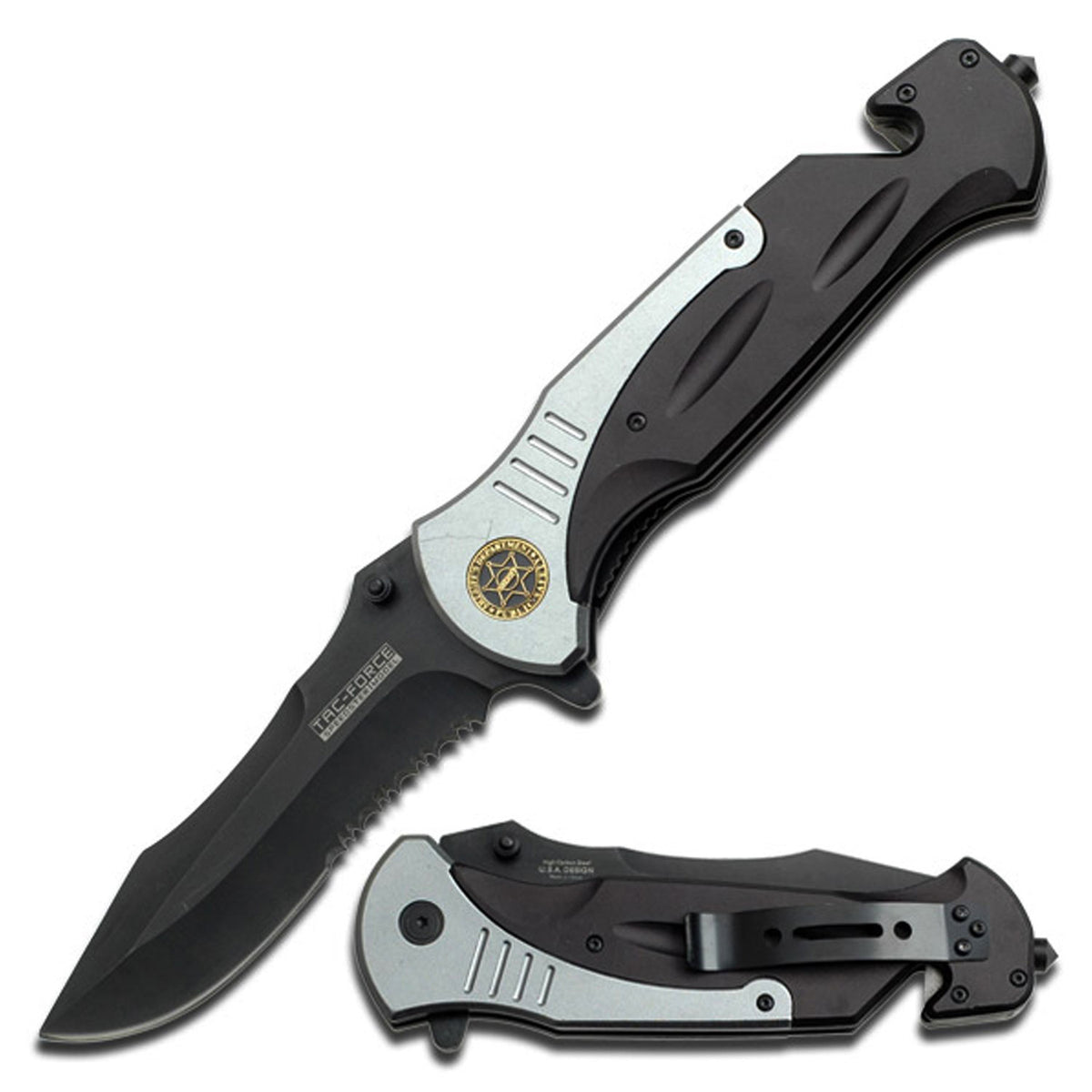 Tactical Sheriff Rescue Spring Assisted Opening Folding Knife 6-Inch Closed - TOPHATTER'S ARMORY DEALS