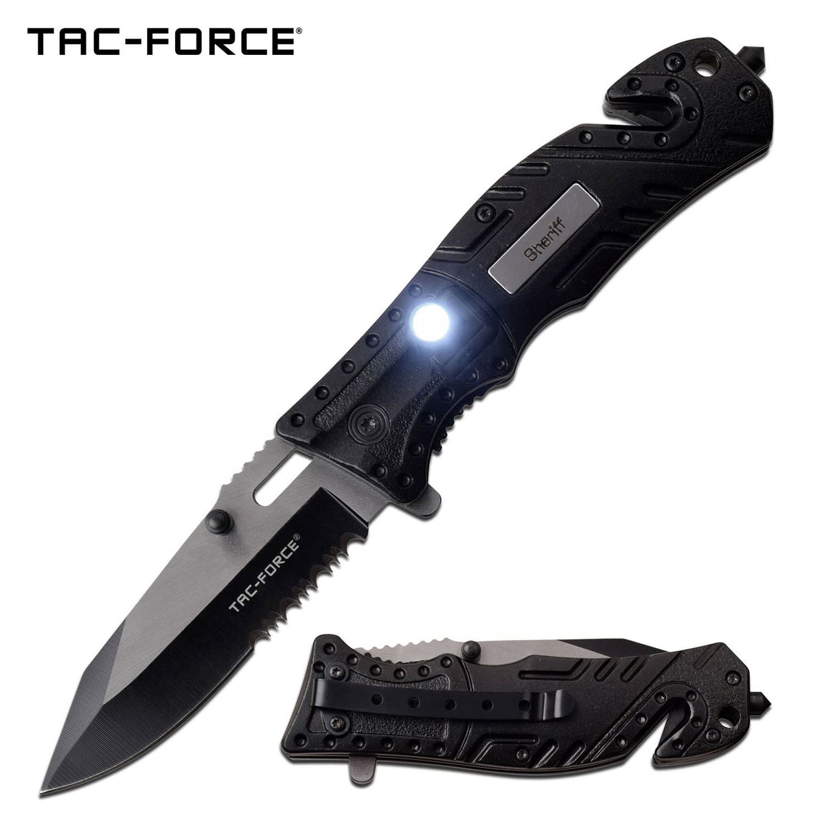 Tac-Force 7.75" Sheriff Spring Assisted Folding Knife With Flashlight - TOPHATTER'S ARMORY DEALS