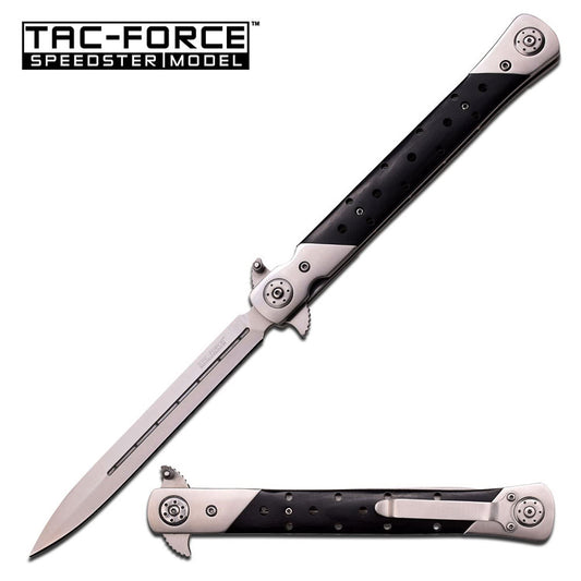 Tac Force Spring Assisted Knife 7 Inches Closed with Black Wood Handle