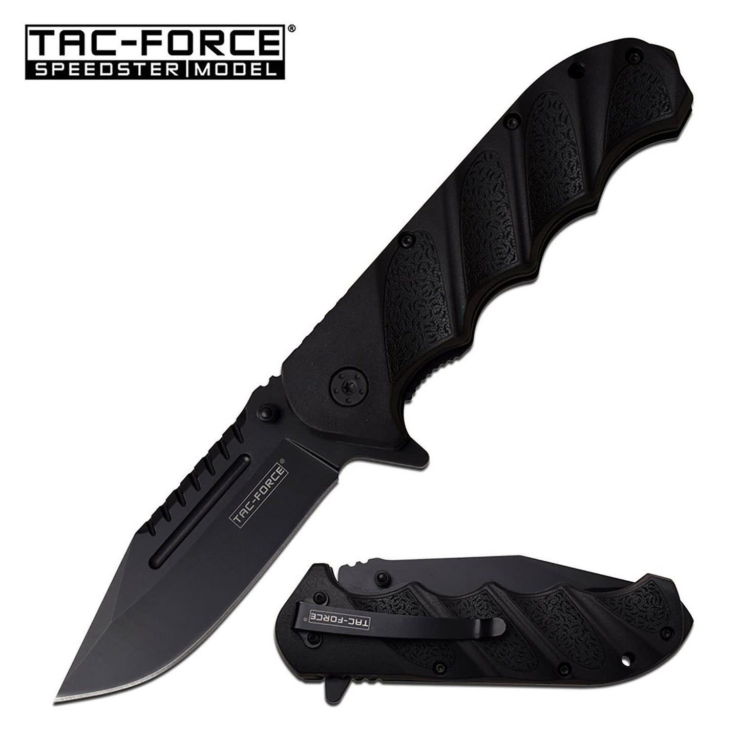 Spring Assist Folding Knife Tactical Black Clip Point Blade EDC