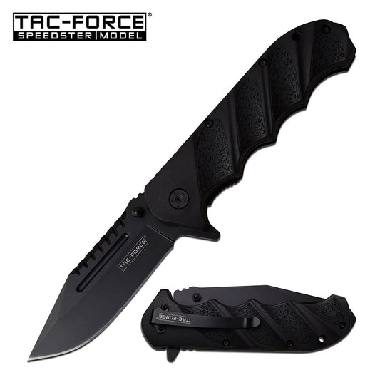 Spring Assist Folding Knife Tactical Black Clip Point Blade EDC