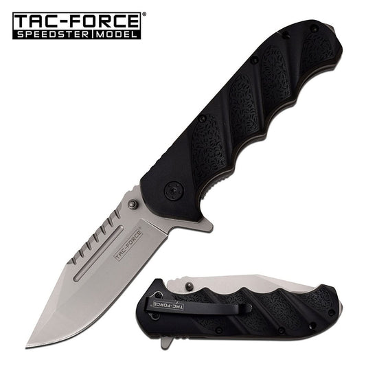 Spring Assist Folding Knife Tactical Silver Blade Black Handle EDC