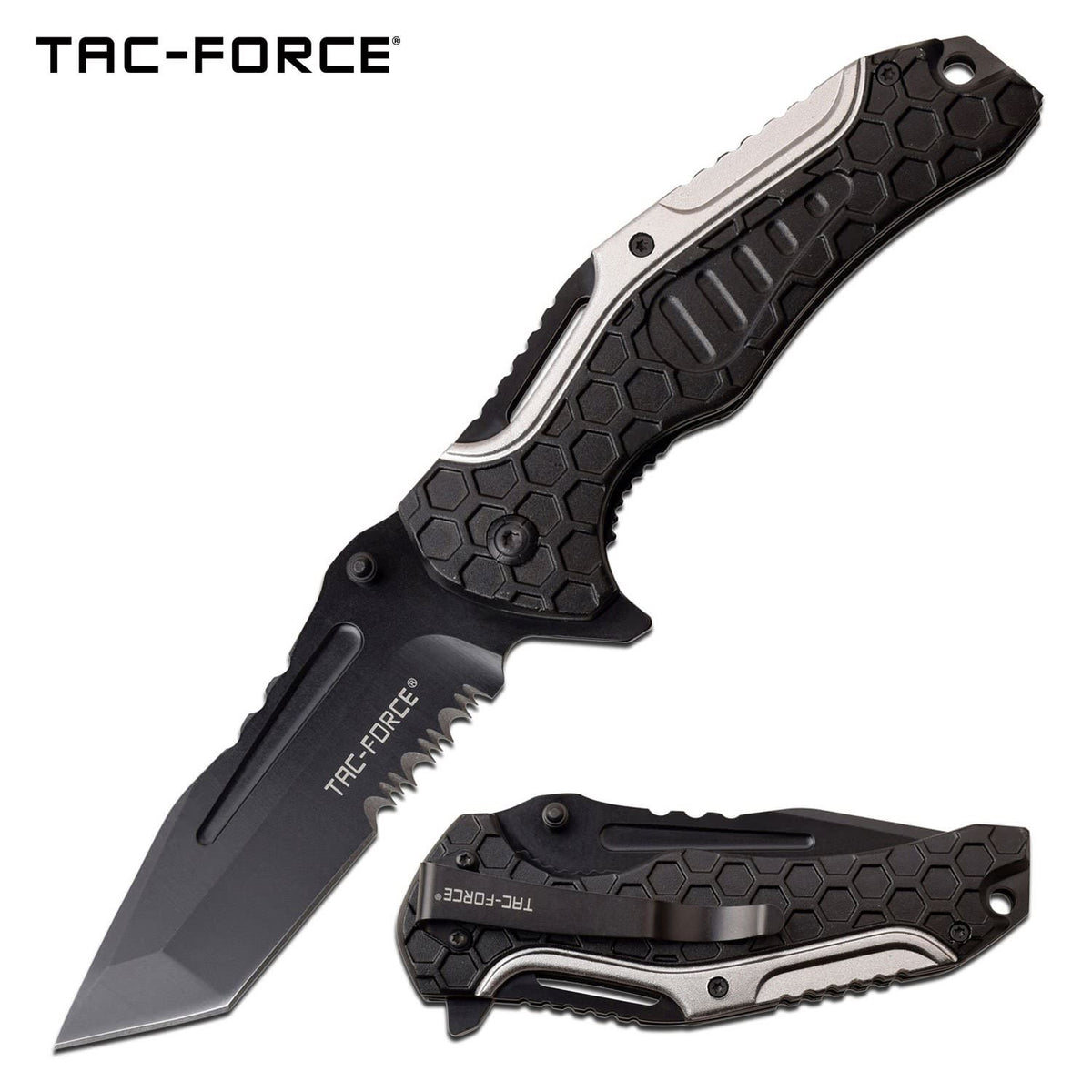 3.75" Black Tanto Serrated Blade EDC Spring-Assist Folding Knife - TOPHATTER'S ARMORY DEALS