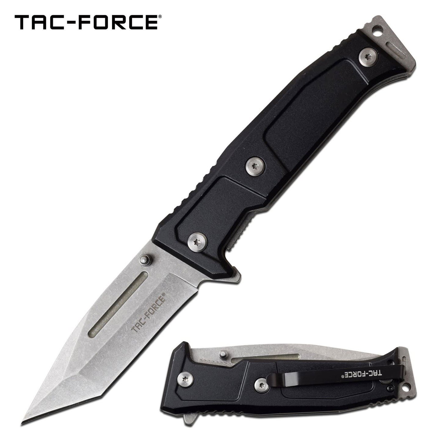 3.6" Tanto Blade Black Tactical EDC Spring-Assist Folding Knife