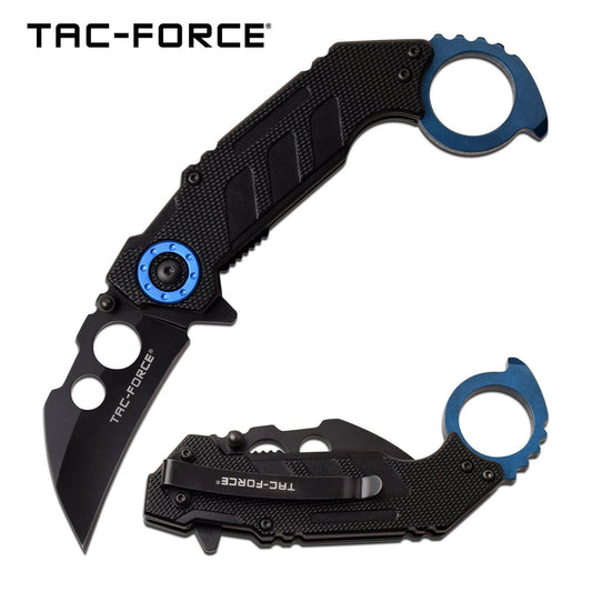 2.3" Black Blade Blue Tactical Karambit Spring-Assist Folding Knife