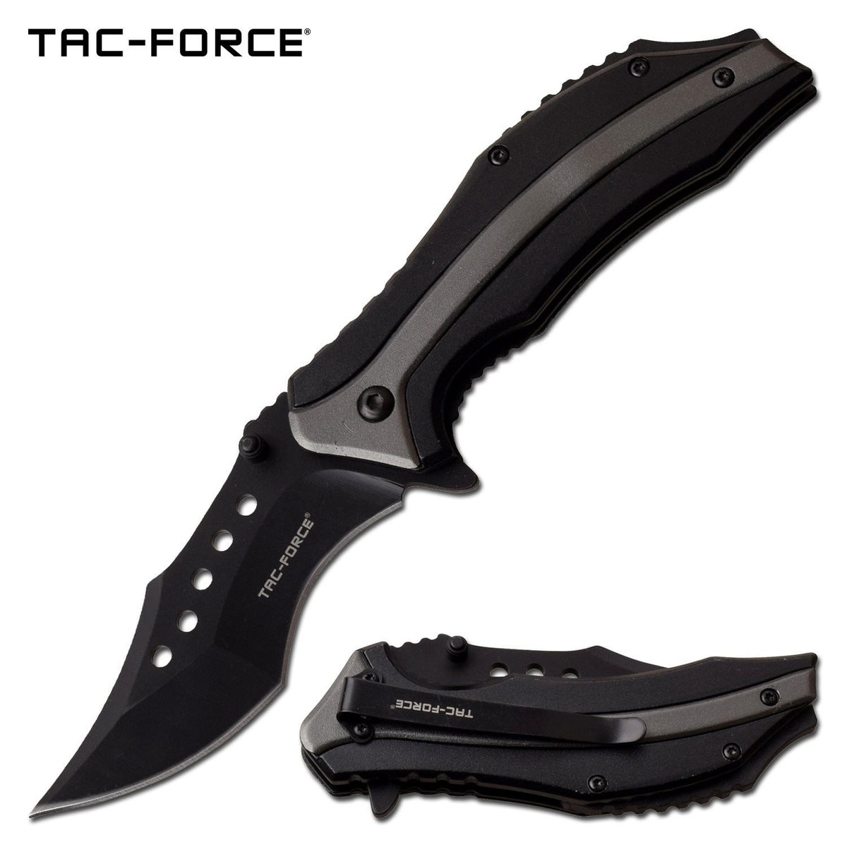 Pocket Knife Spring Assist Black Gray Aluminum Handle - TOPHATTER'S ARMORY DEALS