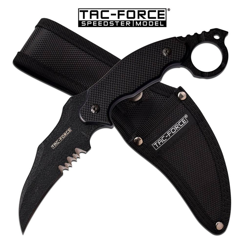 4" Serrated Black Blade Full Tang Combat Tactical Karambit Knife