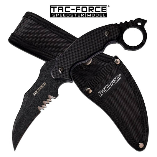 4" Serrated Black Blade Full Tang Combat Tactical Karambit Knife